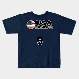 USA Badminton Number 5 T-shirt Design Kids T-Shirt